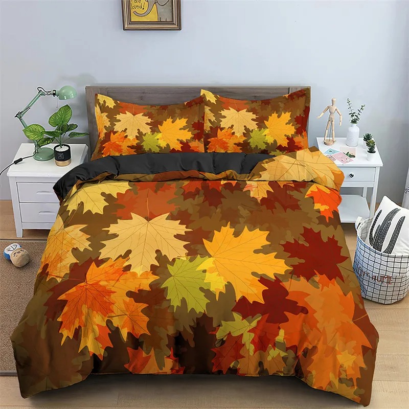 Maple Leaves Duvet Cover Autum - đánh giá và giá Bed Sheet Microfiber