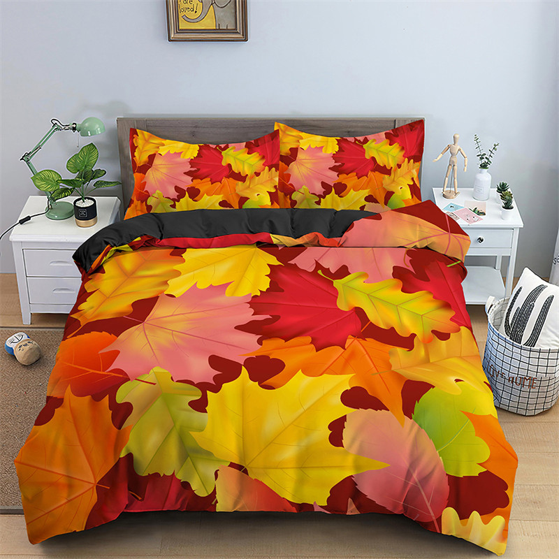 Maple Leaves Duvet Cover Autum - đánh giá và giá Bed Sheet Microfiber