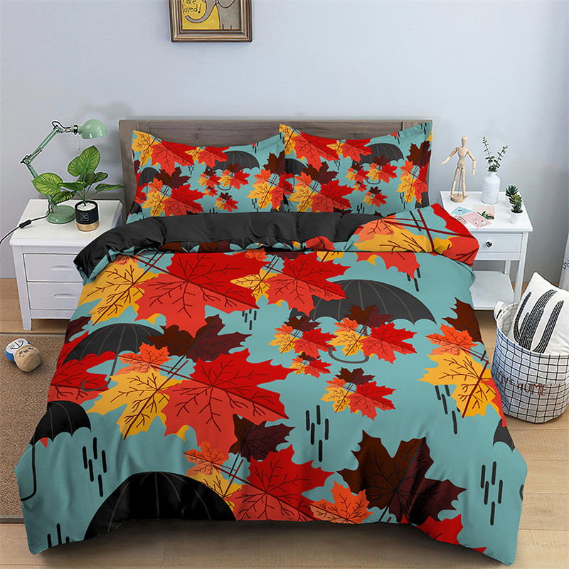 Maple Leaves Duvet Cover Autum - đánh giá và giá Bed Sheet Microfiber