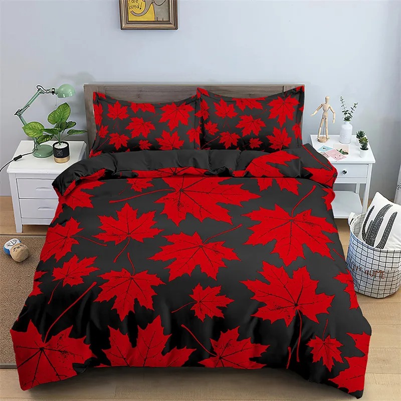 Maple Leaves Duvet Cover Autum - đánh giá và giá Bed Sheet Microfiber