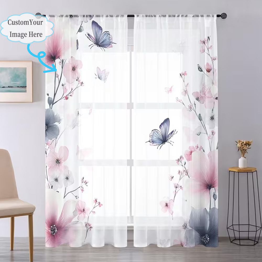 Custom 2D Flat 2pcs Sheer Curt - đánh giá và giá Home Textiles & Decorations