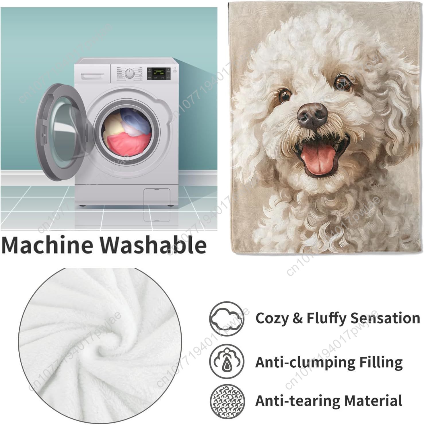 Joyful Poodle Portrait Blanket - đánh giá và giá Home Textiles & Decorations